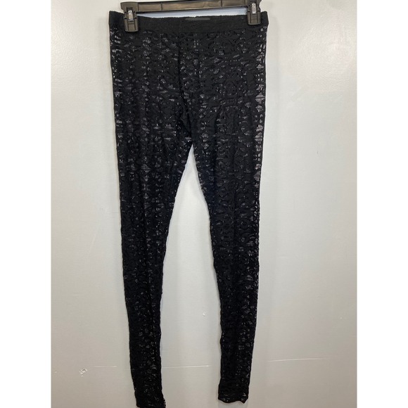 XXI Black Lace Leggings See Through Sexy Womens M/M Medium‎ - Picture 1 of 3